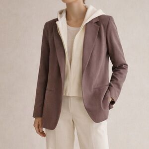Peace Love World Ponte Blazer Jacket Brown Beige Zip-Out Inserts Stretchy Size L